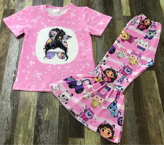 Pink gabby dollhouse bell bottom