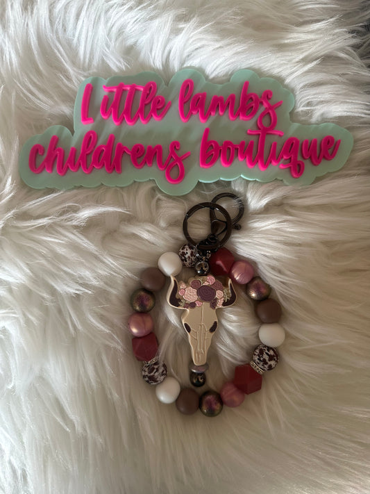 Gorgeous brown cow focal bead wristlet