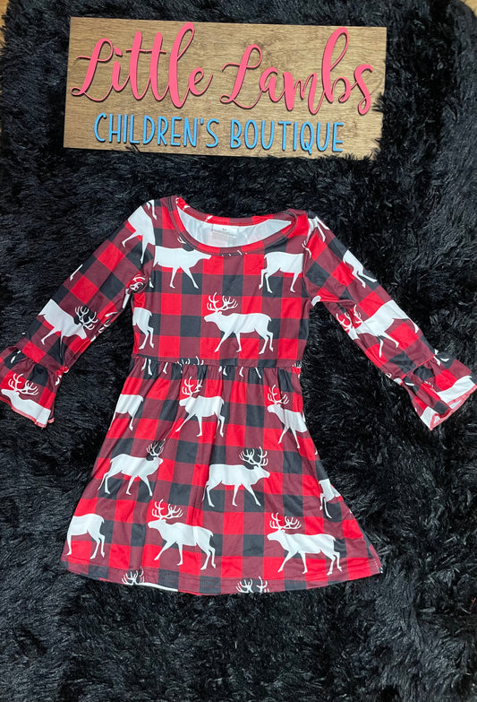 Plaid multiple Reindeer Christmas outfit