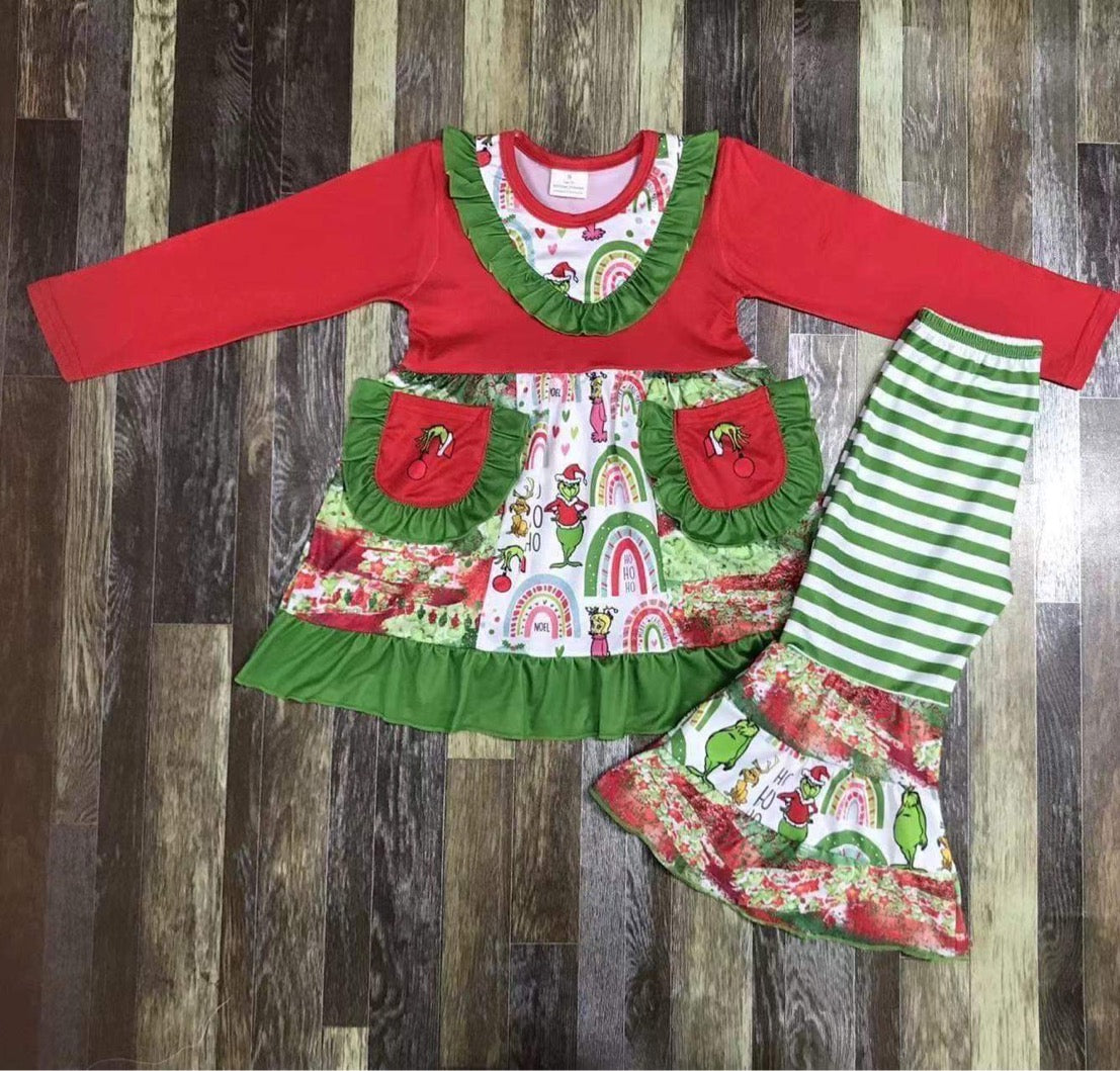 Grinch dress with pants 7/8