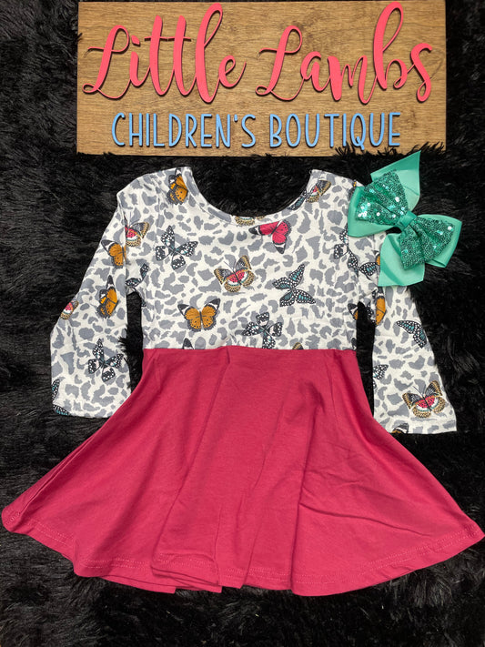 Maroon Butterfly Dress