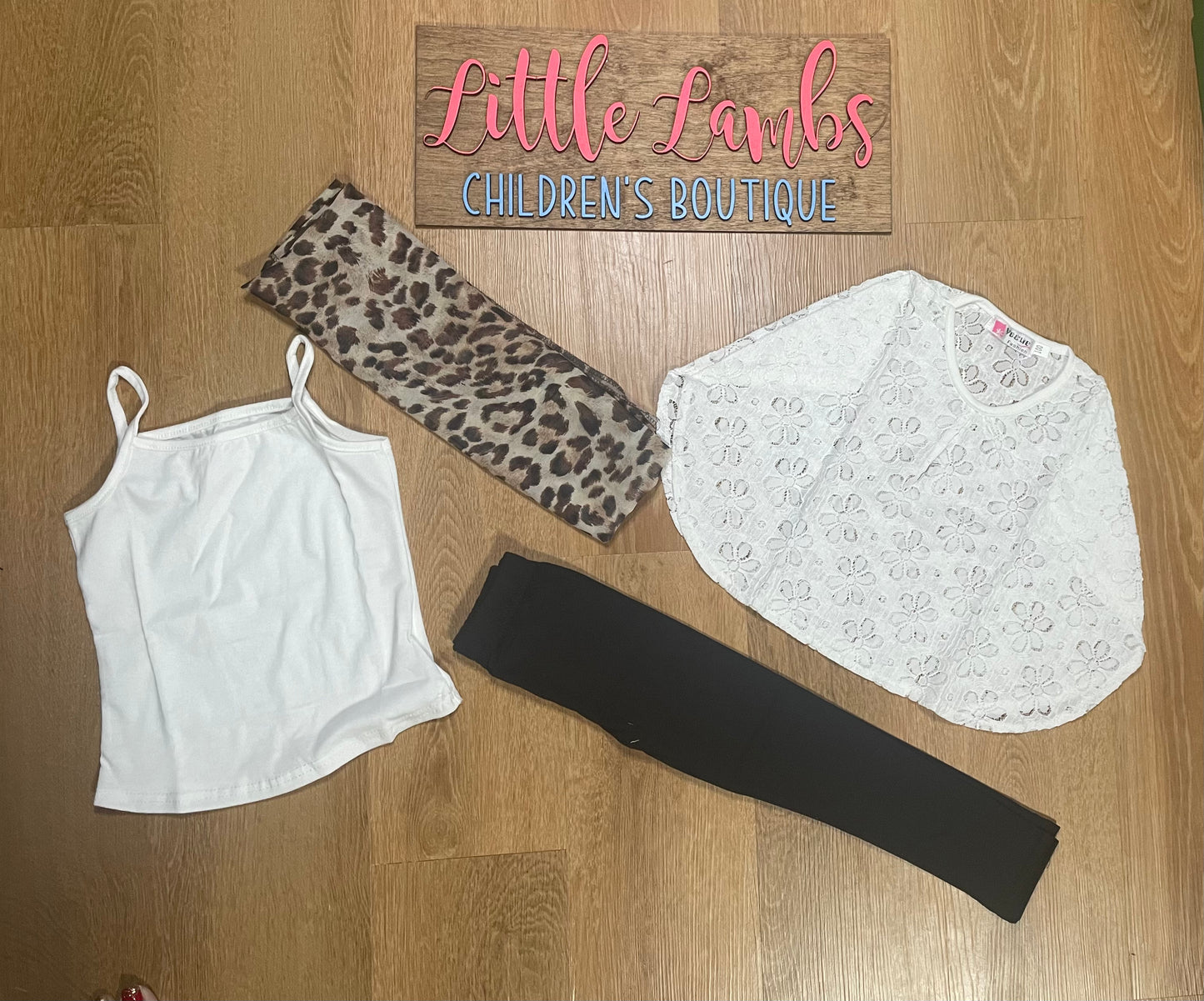 4 piece bat sleeve outfit with cheetah scarf