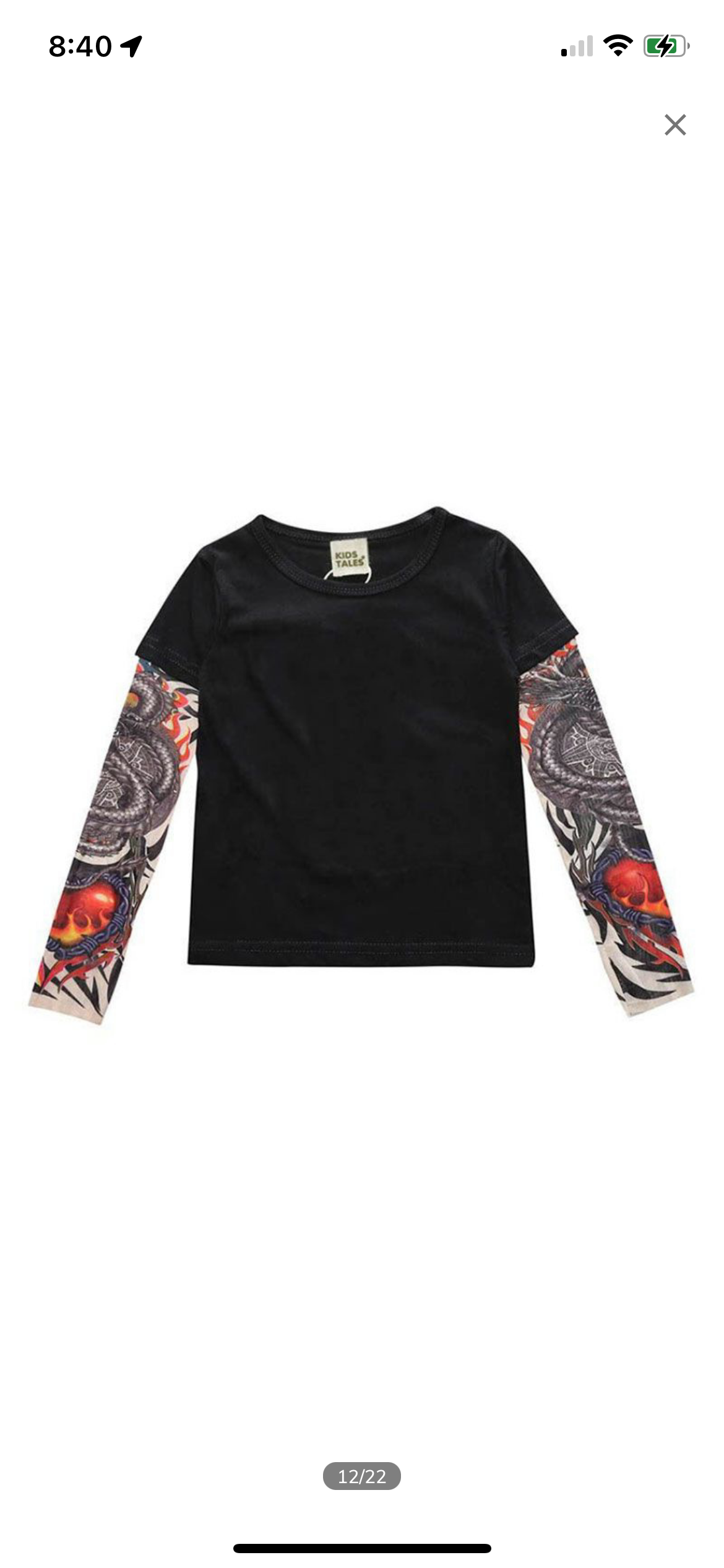 Boys Tshirt with fake tattoo sleeves