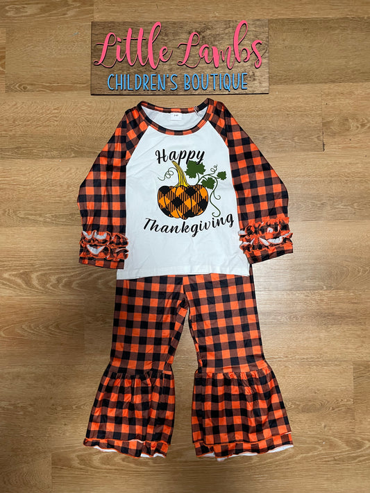 Happy Thanksgiving plaid girls