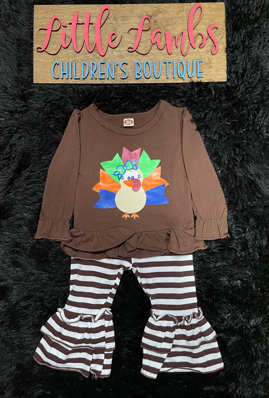 Little girls Turkey outfit with plaid