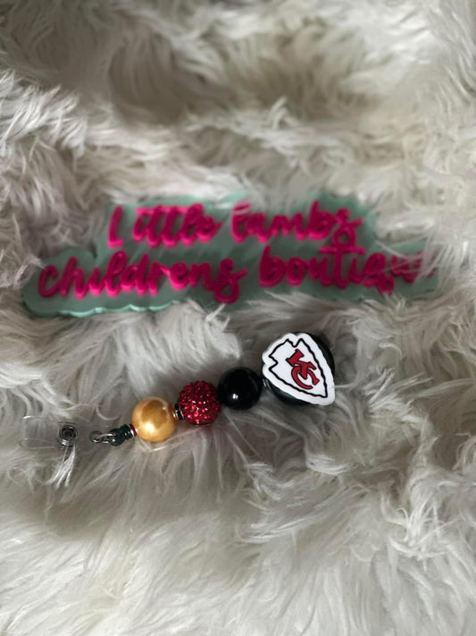 Badge reel- KC chiefs red rhinestone middle
